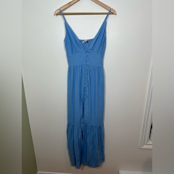 Abercrombie & Fitch Blue Line Blend Button Through Maxi Dress XS - Picture 2 of 9